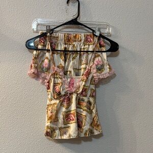 Sugar Thrillz Cream and Pink Framed Art pajama set